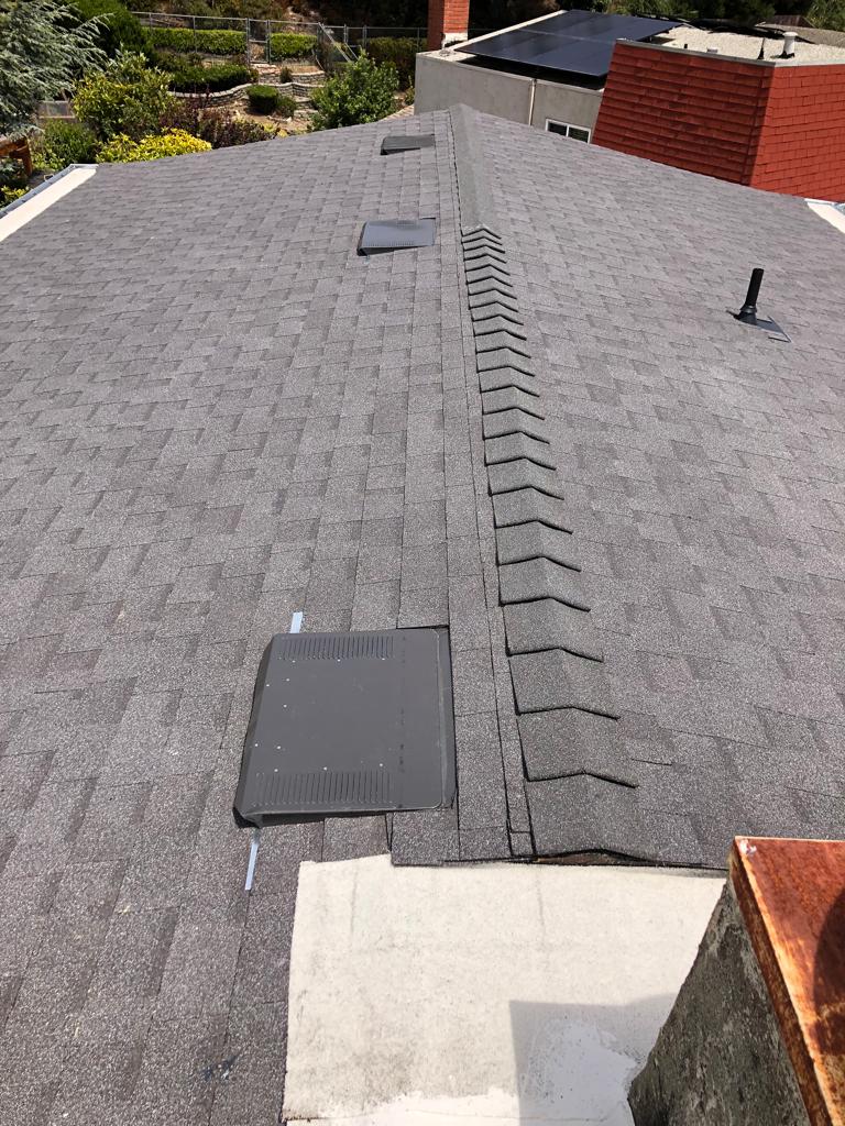 After: Flat _ Pitched Roof_ Shingles_ Owens Corning_ Color Night Sky_ Flat Roof_ Plolyfresko Title 24 Torch Down