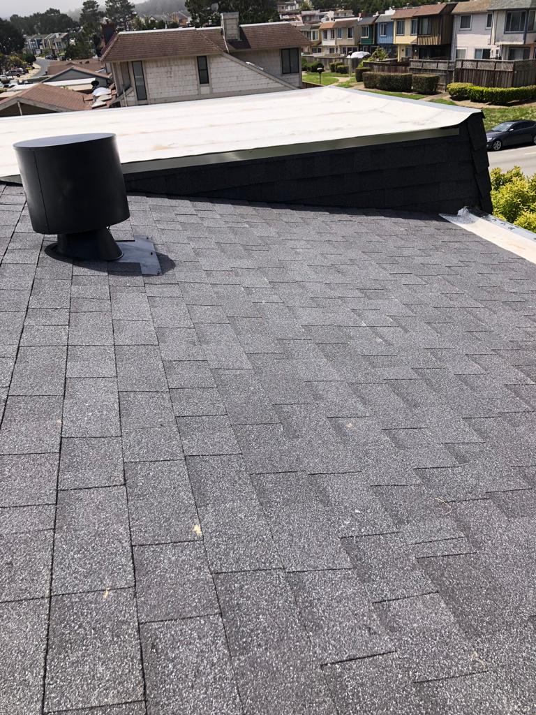 After: Flat _ Pitched Roof_ Shingles_ Owens Corning_ Color Night Sky_ Flat Roof_ Plolyfresko Title 24 Torch Down
