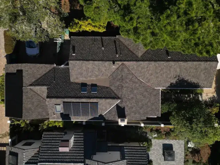 Brand-new architectural shingle roof with solar panels in Carmel, CA