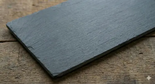 European synthetic slate tile with a thick, chiseled-edge profile