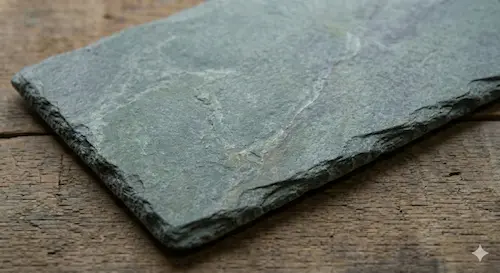 Vermont synthetic slate tile with rough, hand-hewn texture