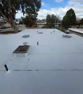 New flat roof replacement in Sunnyvale CA featuring a 3-ply system by Lifetime Roofing & Renovation.