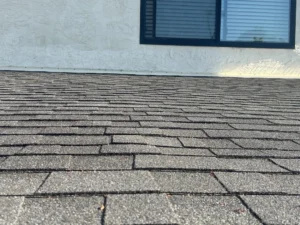 New Owens Corning Title 24 cool roof shingles after section re-roof at 1150 Silva Lane, Alameda