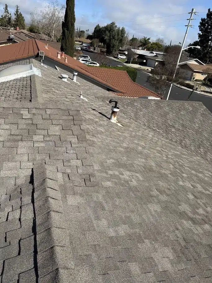 Weathered brown asphalt shingle roof before replacement in Livermore, CA 94550