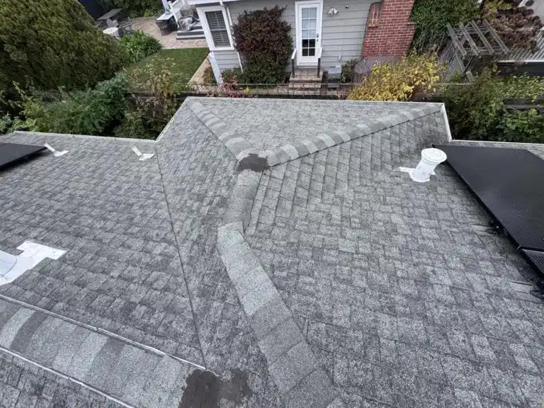 Finished CertainTeed Presidential shingle roof with solar panels reinstalled on a home in Corte Madera, CA 94925