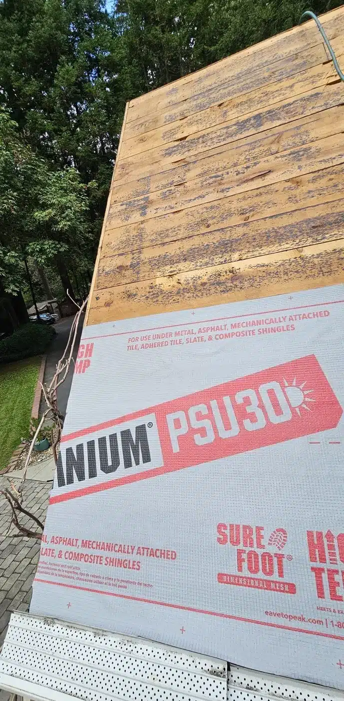 Titanium PSU30 peel-and-stick ice and water underlayment on a Felton roof