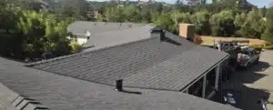 Finished Owens Corning architectural shingle roof after a cedar shake conversion on a hillside home in Saratoga, CA 95070