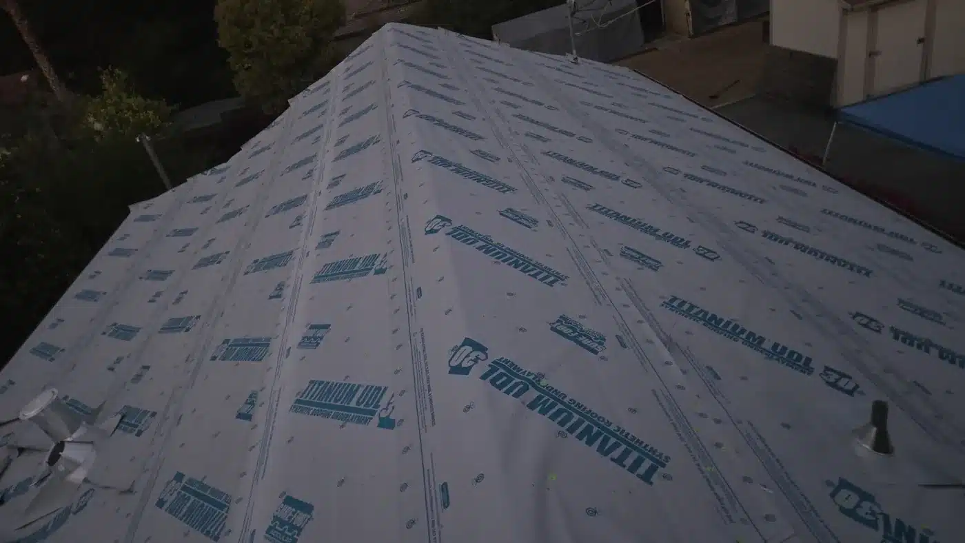 Titanium synthetic underlayment installed over the new roof deck in Saratoga, CA