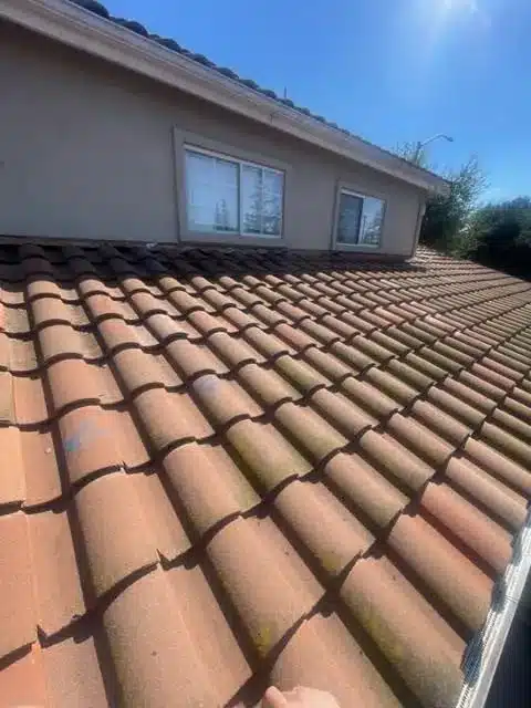 Repaired clay S-tile roof on Barrett Avenue in Morgan Hill