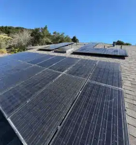 Solar array reinstalled on a new shingle roof after a full tear-off in El Sobrante