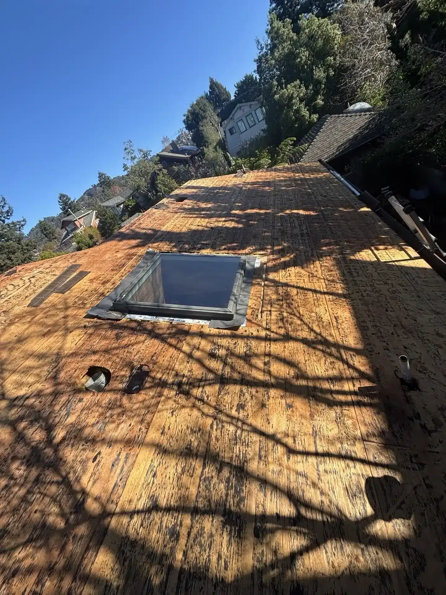 Shingle reroof installation in progress after solar removal in Oakland CA