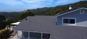 Finished Owens Corning Duration COOL shingle roof on a hillside San Rafael home with valley views